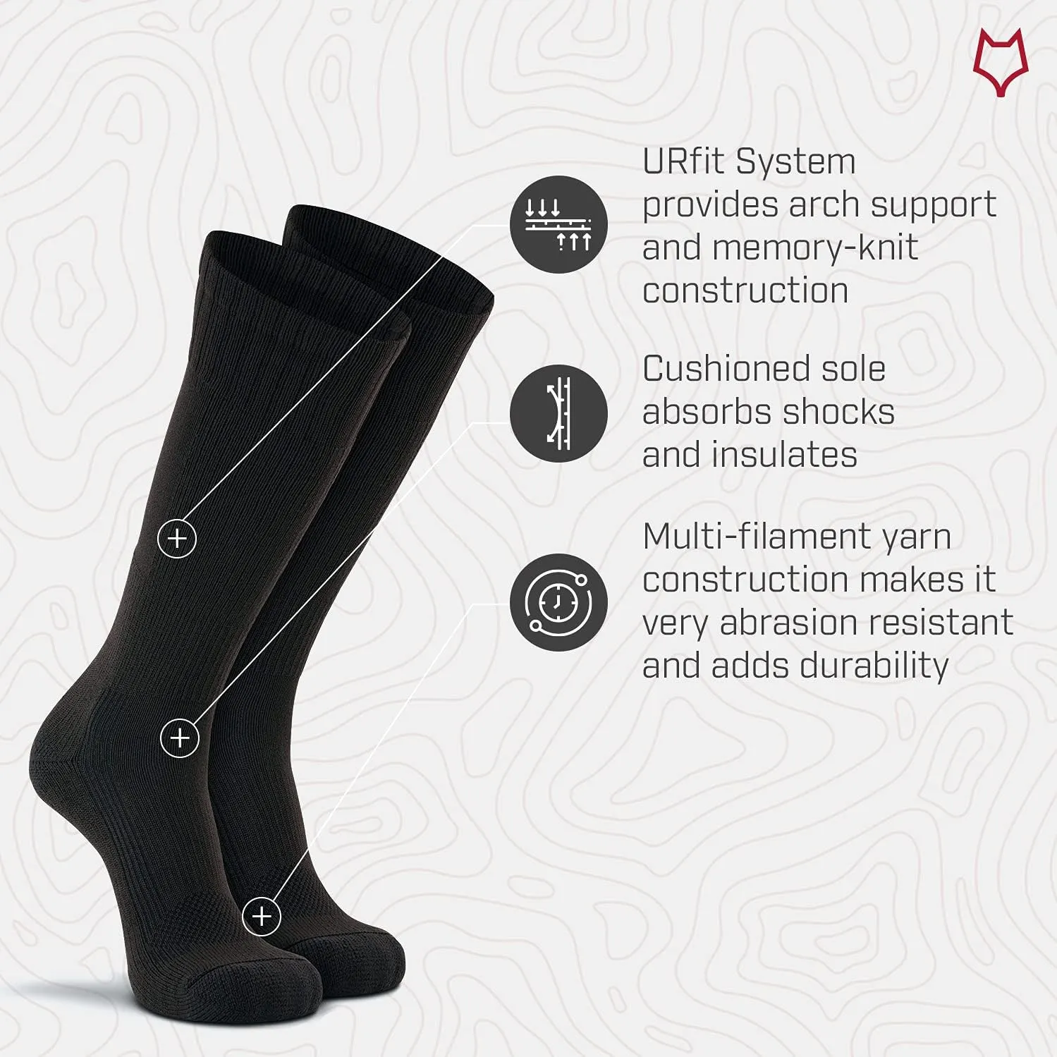 FOX RIVER Men's Tactical Boot Lightweight Military Mid-Calf Socks