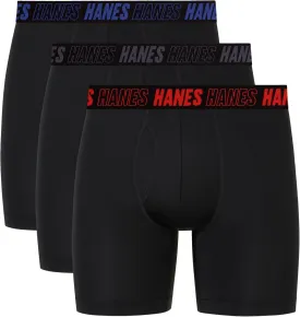 Hanes Men's Moves Performance Boxer Brief, Total Support Pouch, Regular/Trunk/Long Leg, 3-Pack, 8"
