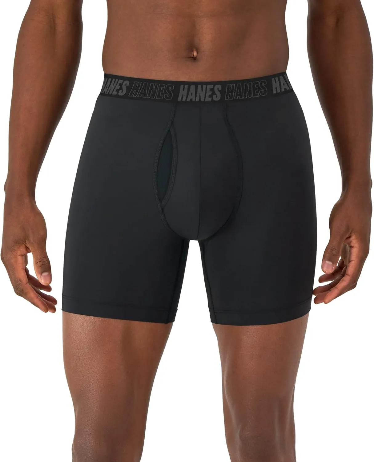 Hanes Men's Moves Performance Boxer Brief, Total Support Pouch, Regular/Trunk/Long Leg, 3-Pack, 8"