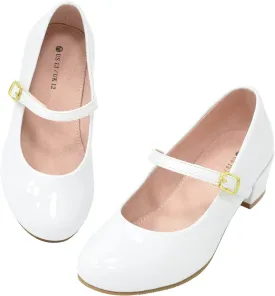 LseLom Girls Dress Shoes-Mary Jane Shoes for Girls Low Heel Princess Hook and Loop Dress Shoes Party Wedding Flats for Little/Big Kids