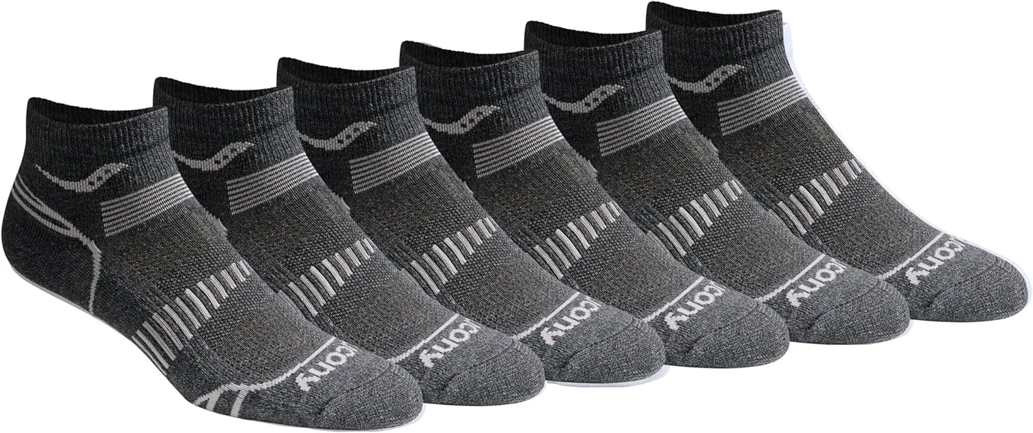 Saucony Men's RunDry Mesh Ventilating Comfort Fit Performance Quarter Socks, Multipack